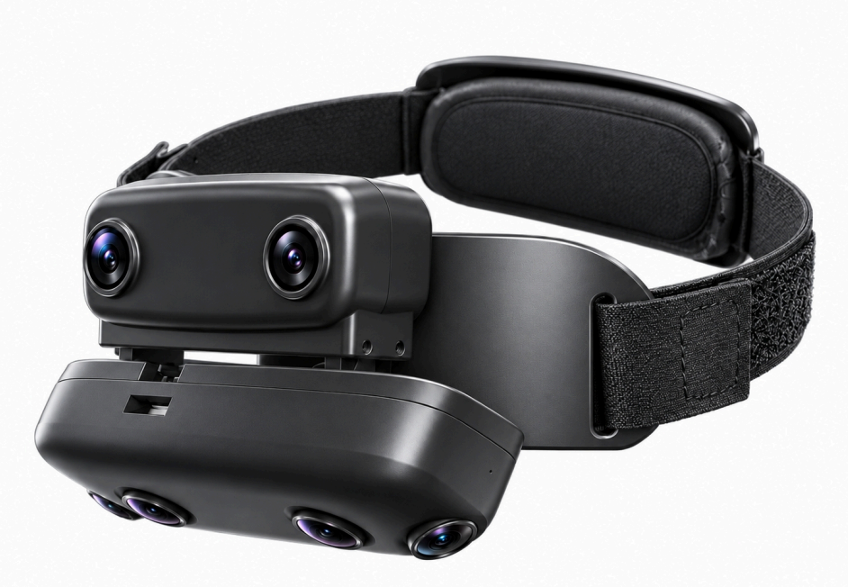 Reference image 1: black EGO2 Pro with a forward camera pair and four lower lenses